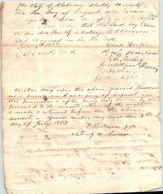 Inquest on Death of Reuben, a Slave 48A Packet 50